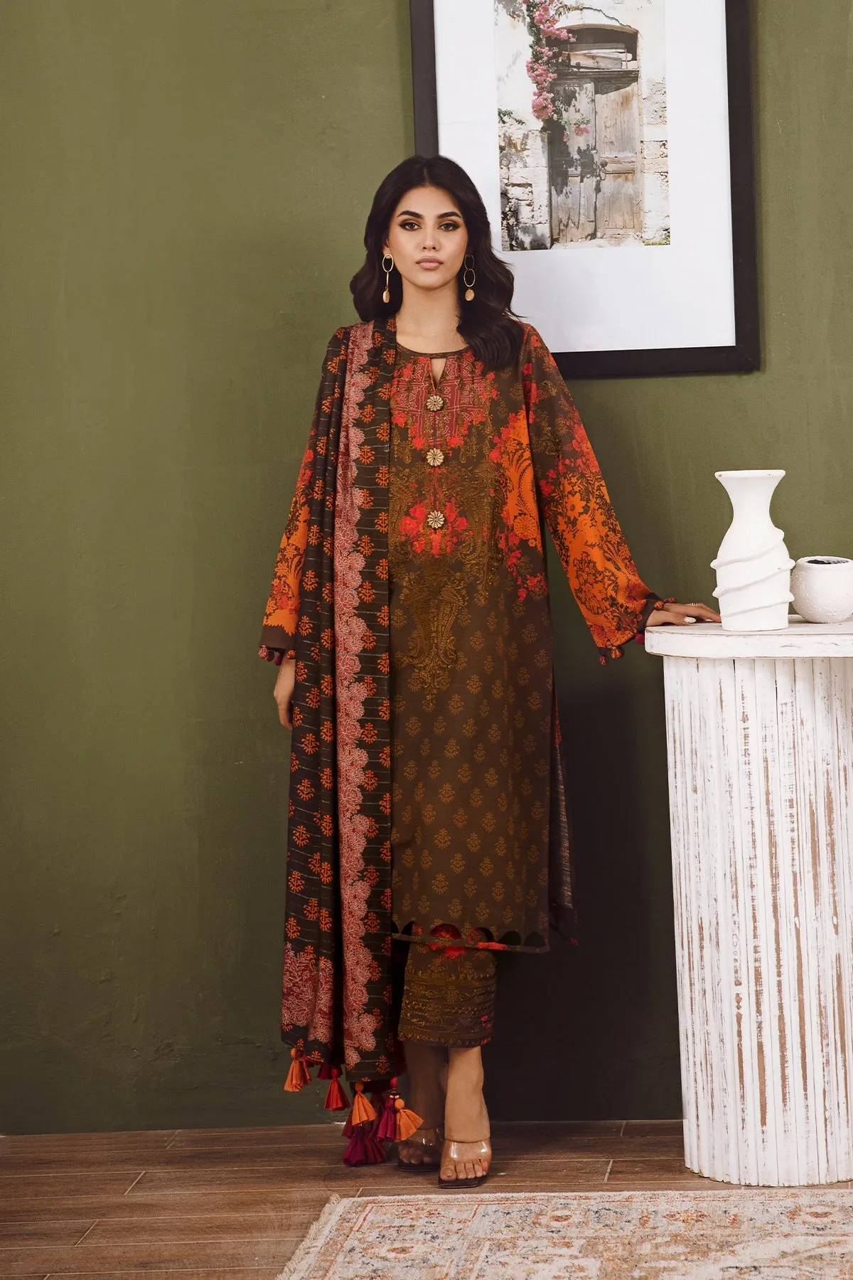 3-Pc Charizma Unstitched Embroidered Khaddar With Printed Wool Shawl ANW-17