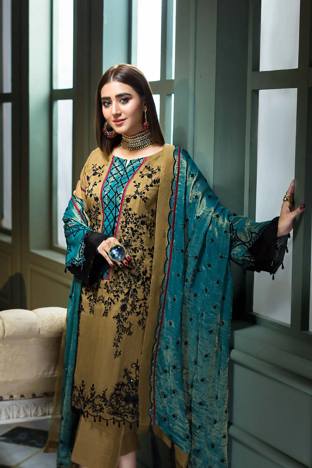 3 Pc Unstitched Embroidered Chiffon CHM-38