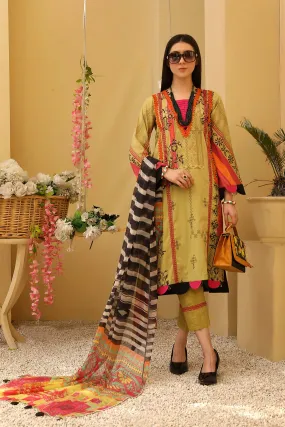 3-piece Unstitched Lawn with Print Chiffon Dupatta CP-26