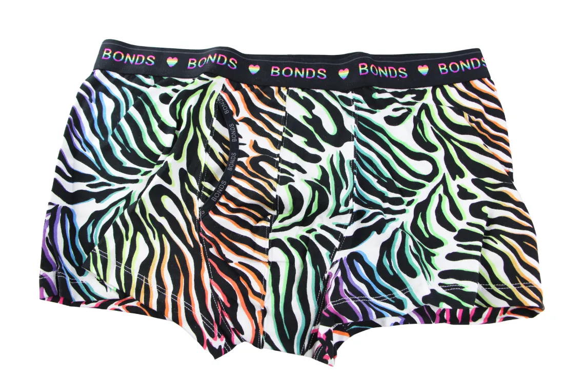 3 x Bonds Mens Guyfront Pride Trunk Underwear Undies Black Multi