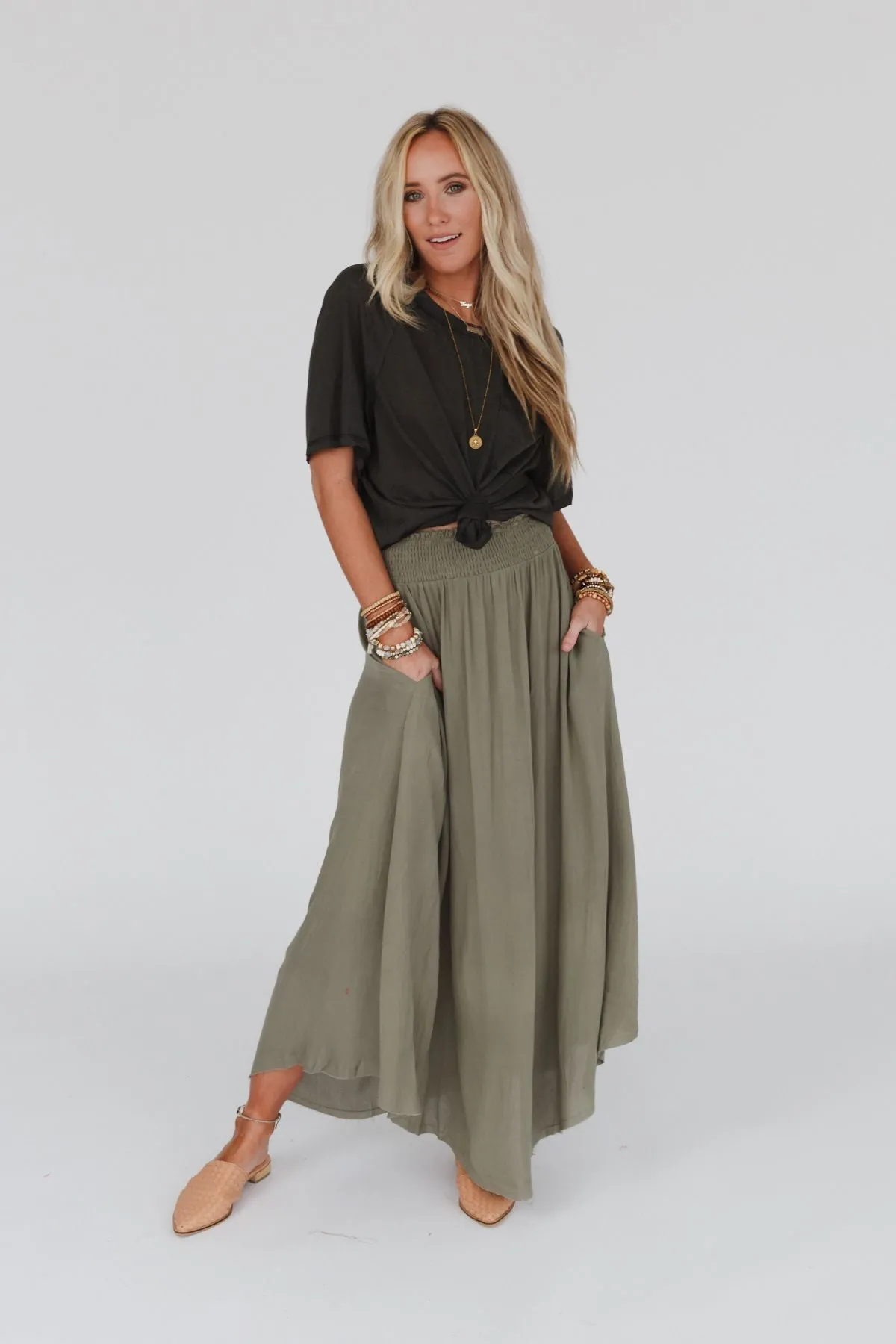 Anything Goes Maxi Skirt - Olive