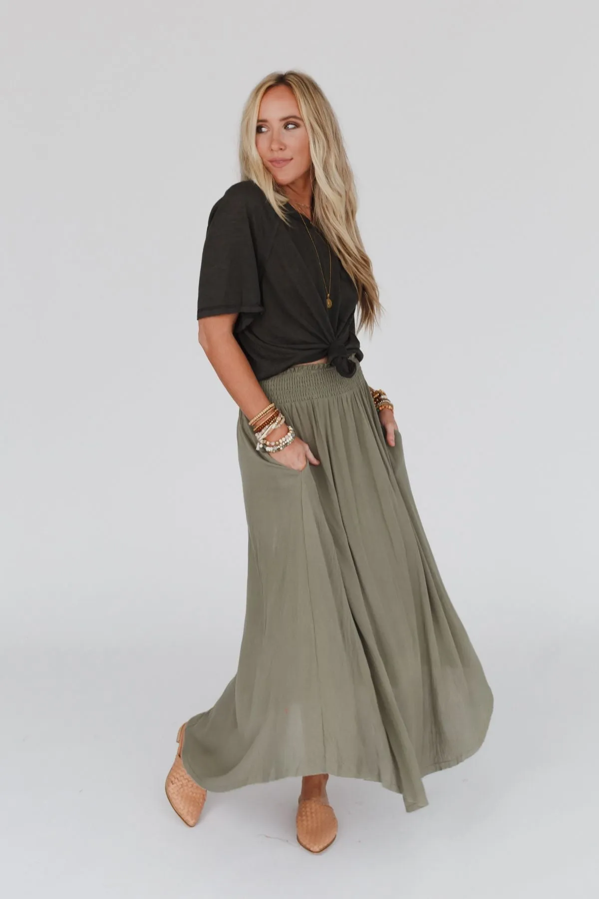 Anything Goes Maxi Skirt - Olive