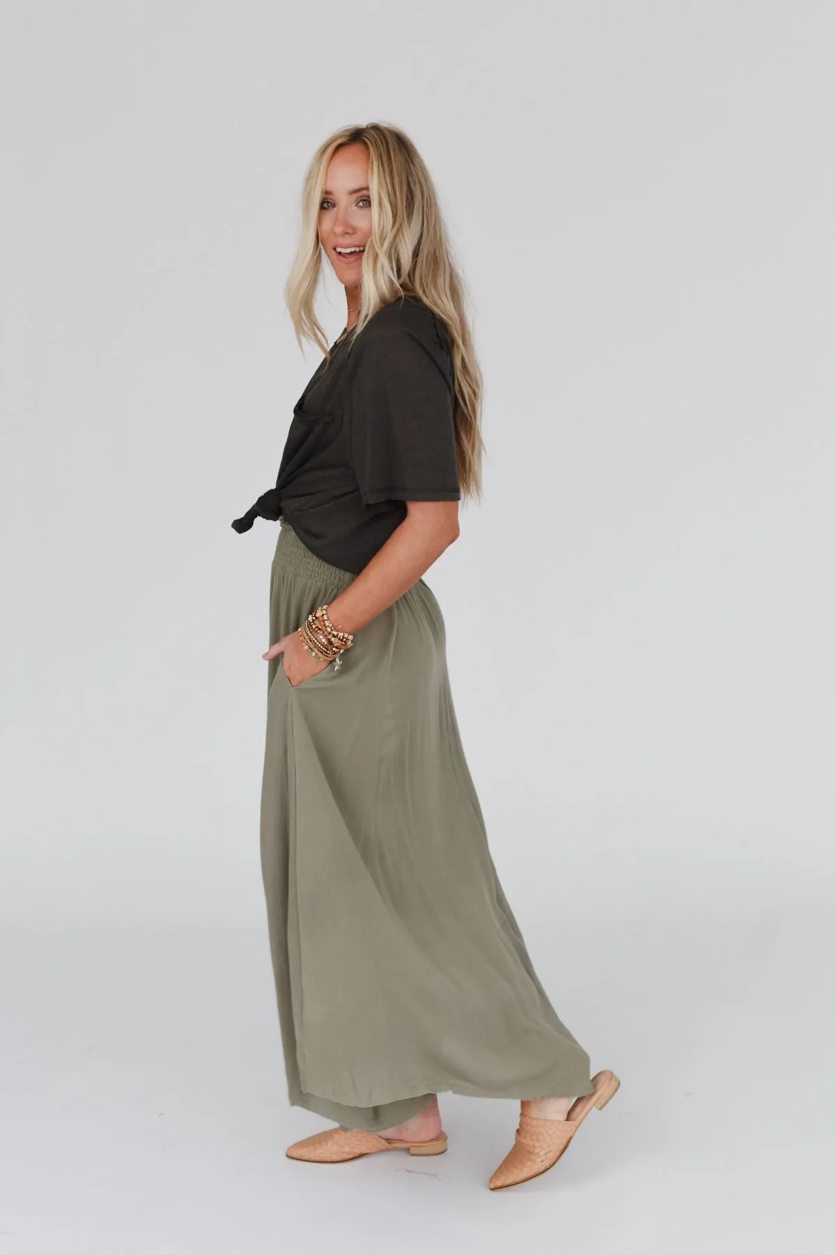 Anything Goes Maxi Skirt - Olive