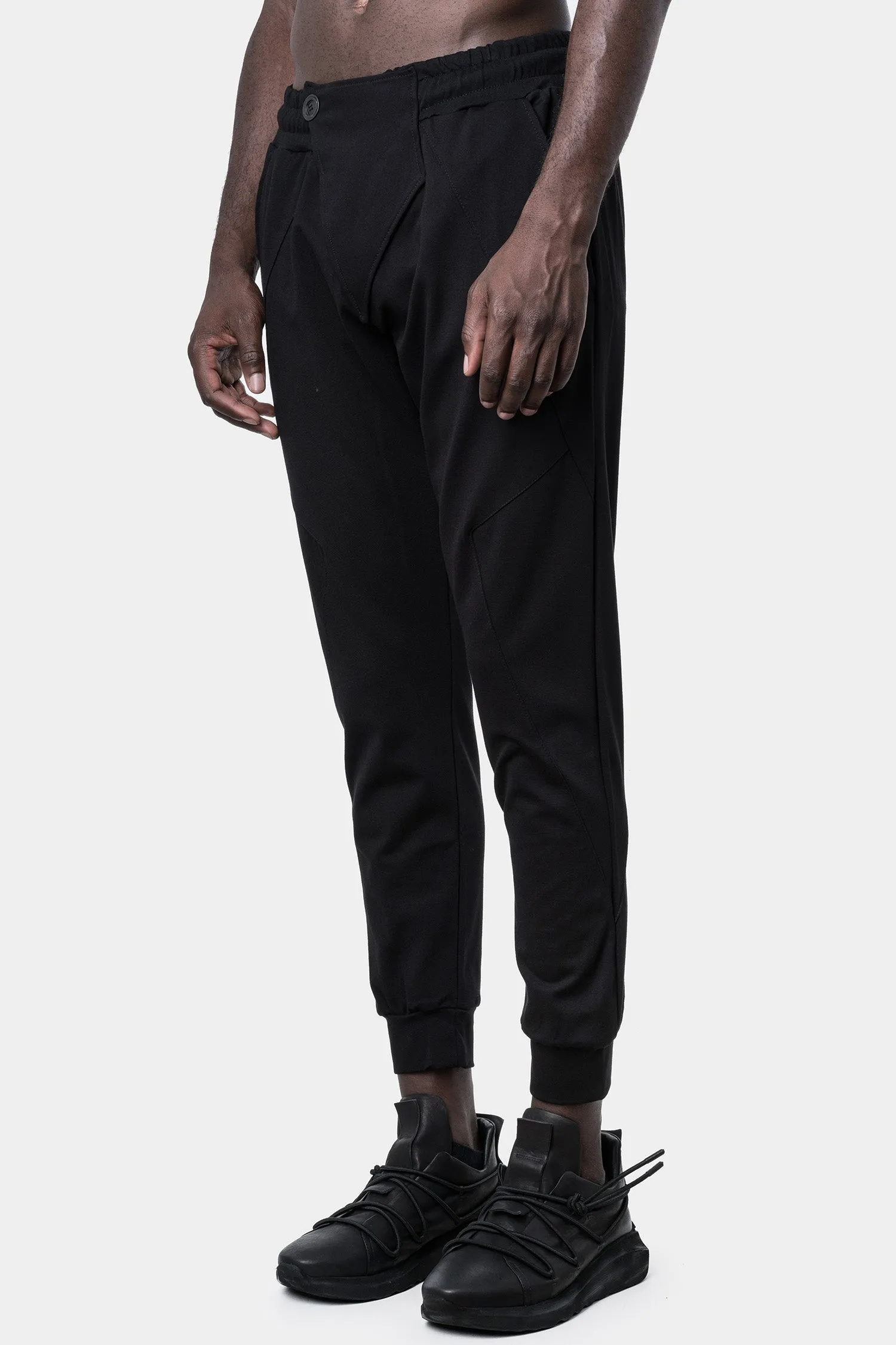 Asymmetrical fly viscose sweatpants