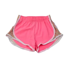 Athletic Shorts - Pink with Floral Sides