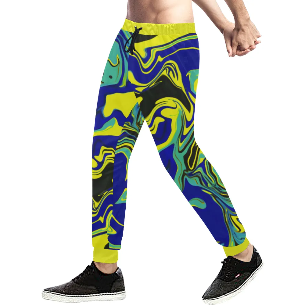 Blue Tang Psychedelic All Over Print Light-Weight Men's Jogger Sweatpants (Non Fleece Lined)