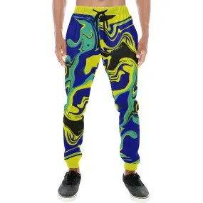 Blue Tang Psychedelic All Over Print Light-Weight Men's Jogger Sweatpants (Non Fleece Lined)