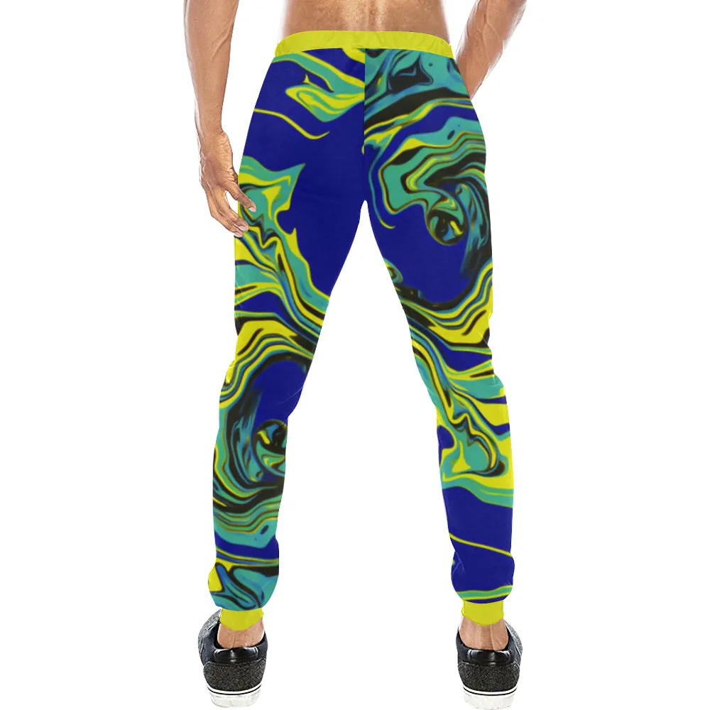 Blue Tang Psychedelic All Over Print Light-Weight Men's Jogger Sweatpants (Non Fleece Lined)