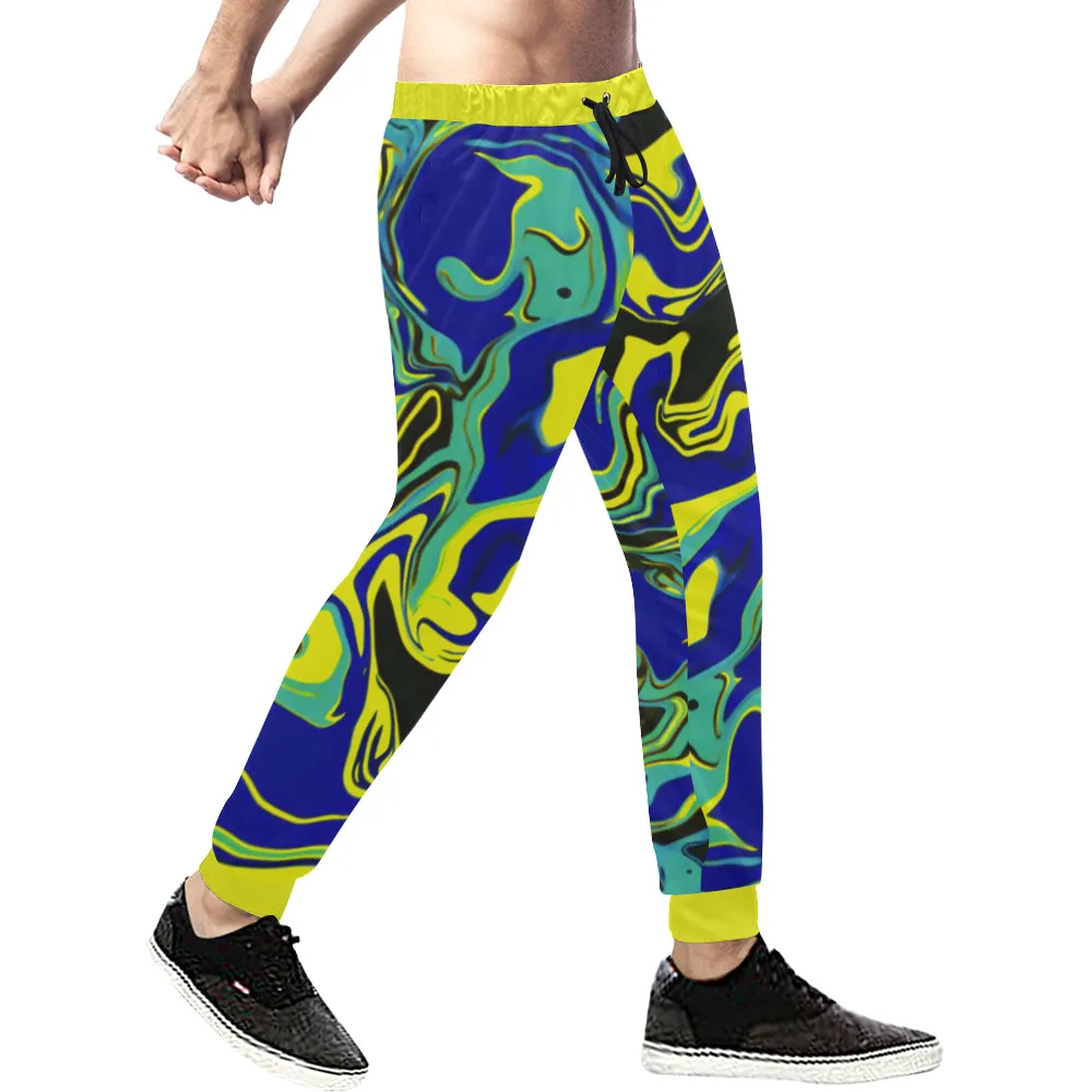 Blue Tang Psychedelic All Over Print Light-Weight Men's Jogger Sweatpants (Non Fleece Lined)