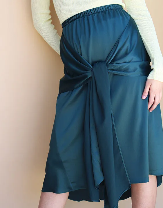 Bow Front Satin Skirt