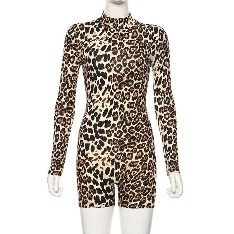 Cheetah Print Sexy Rompers Bodysuit