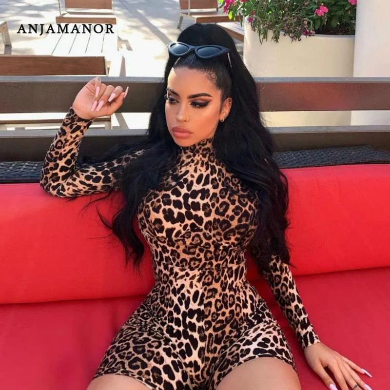 Cheetah Print Sexy Rompers Bodysuit