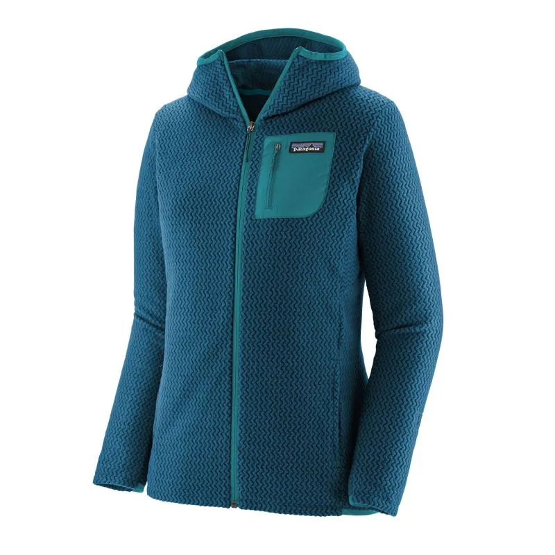 Donna Patagonia R1 Air Felpa con cappuccio a zip intera (Lagom Blue) in pile