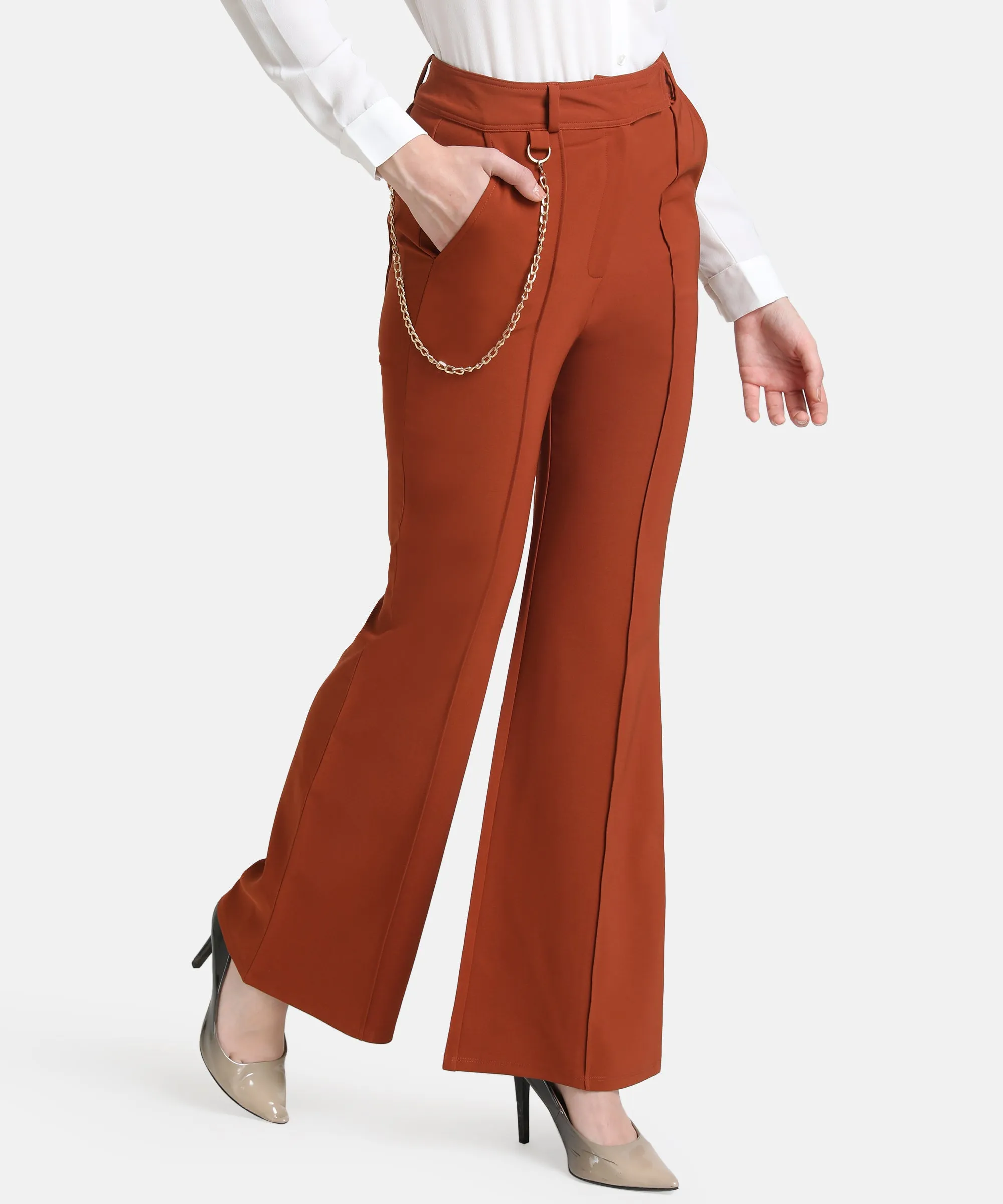 Flared Trouser With Chain Detail