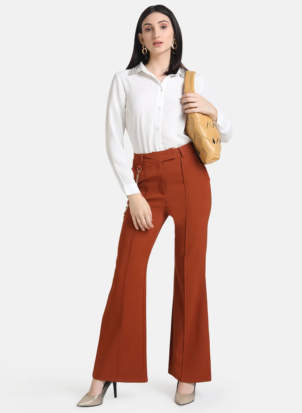 Flared Trouser With Chain Detail