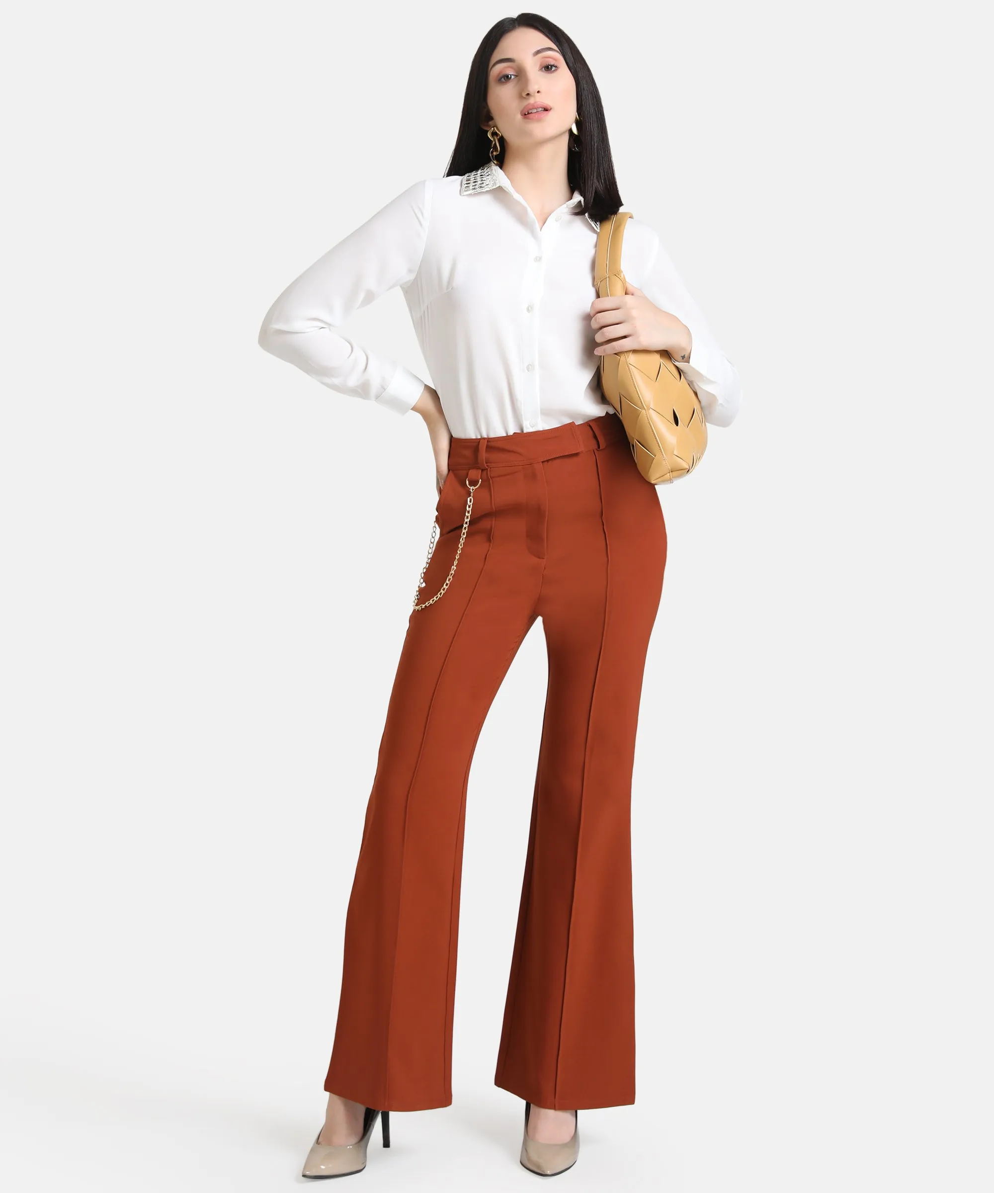 Flared Trouser With Chain Detail