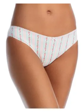 FRANKIES BIKINIS Women's Ivory Striped Lace Trim Lined Full Coverage Shea Bikini Swimwear Bottom