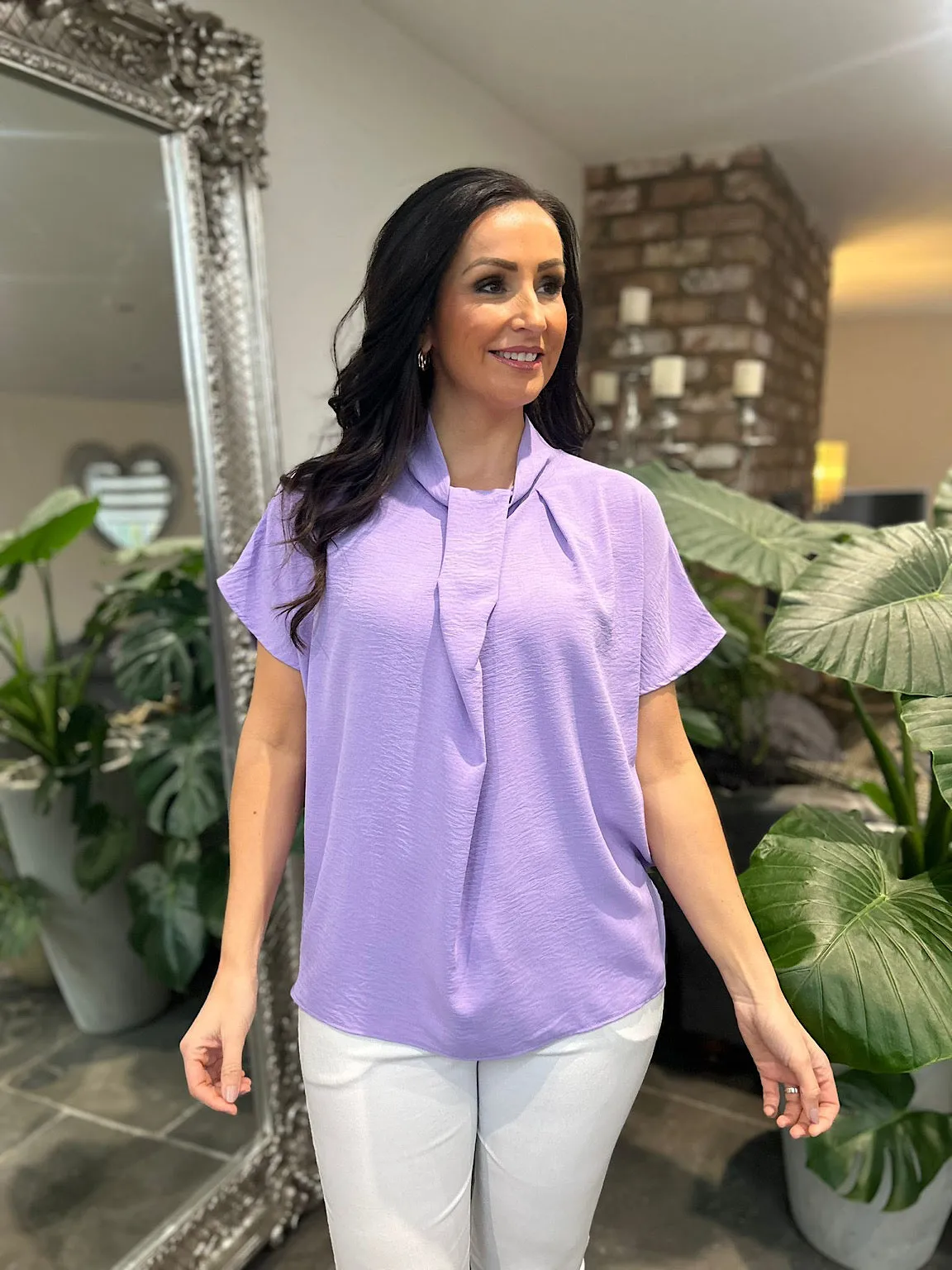 Lilac Hoop Fold Crepe Blouse Val