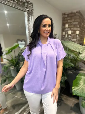 Lilac Hoop Fold Crepe Blouse Val