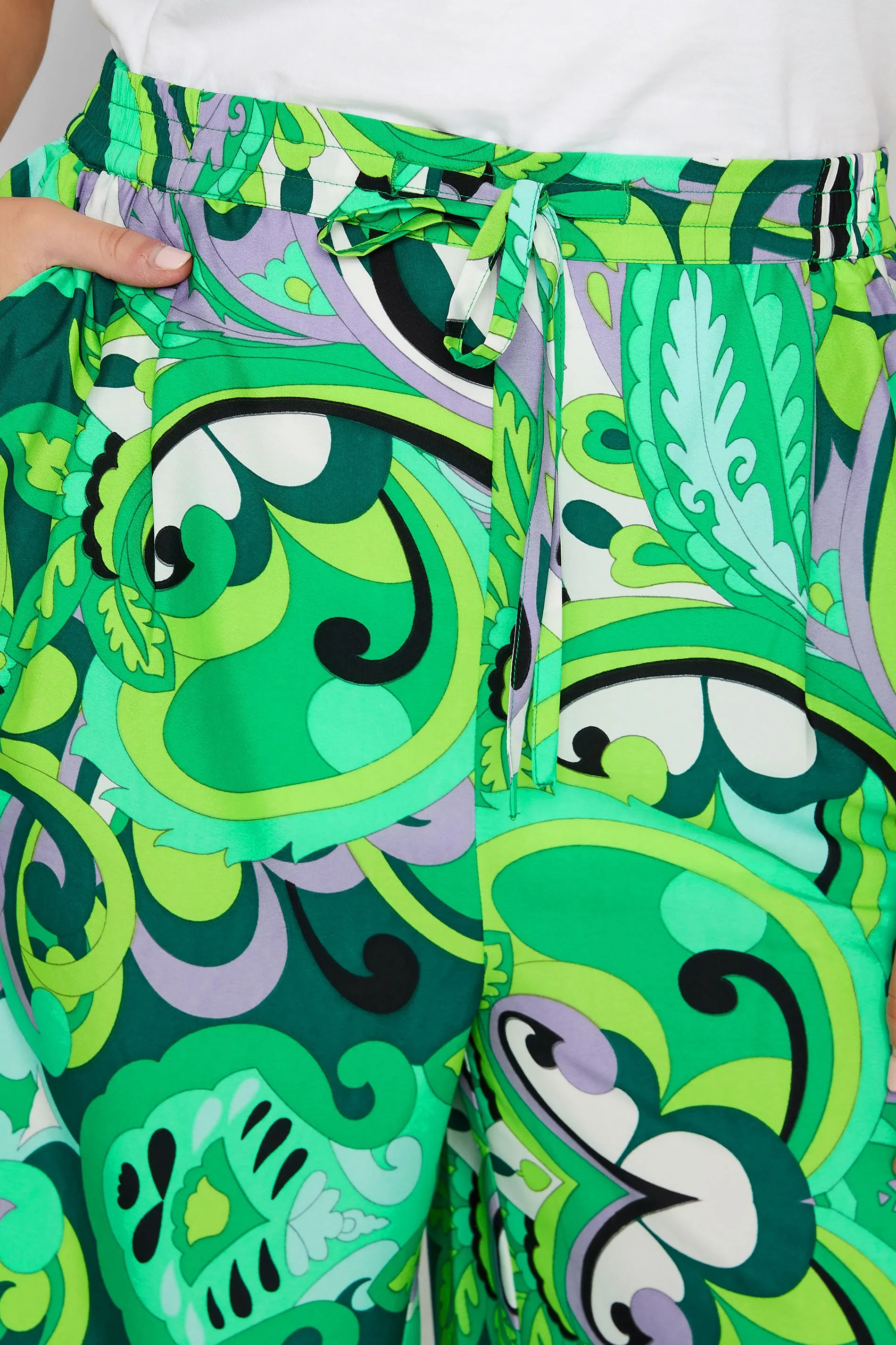 LIMITED COLLECTION Curve Green Abstract Print Wide Leg Trousers