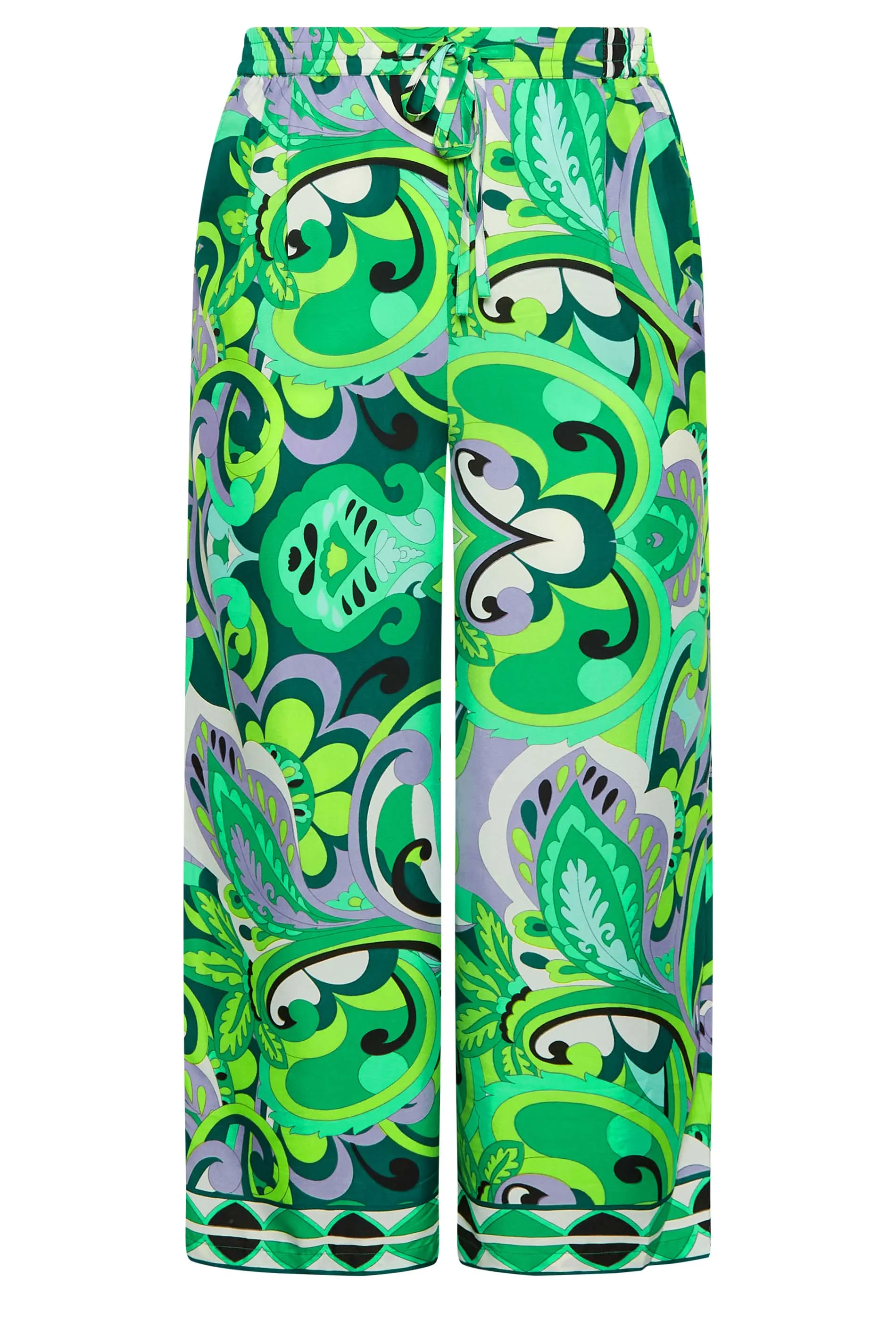 LIMITED COLLECTION Curve Green Abstract Print Wide Leg Trousers