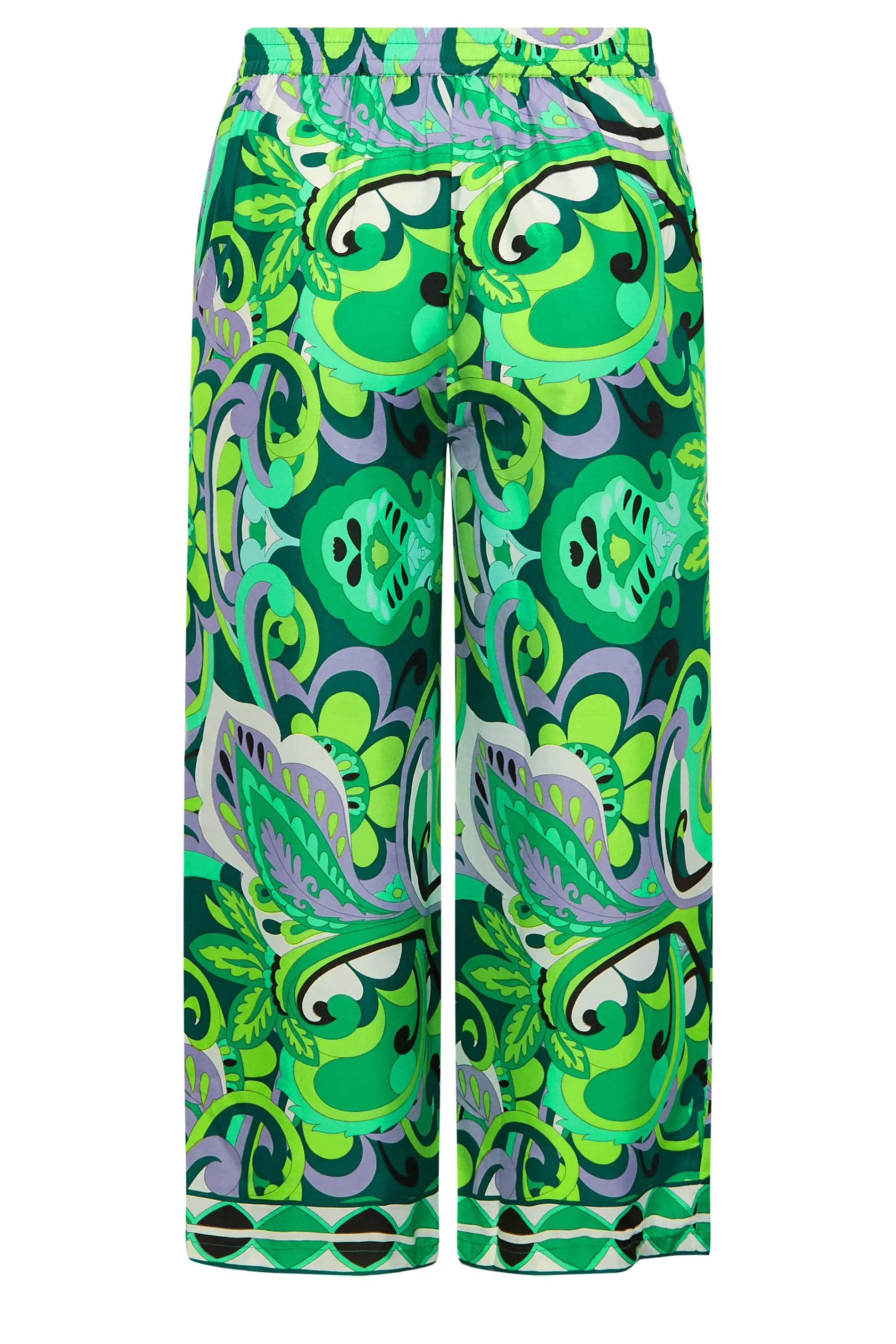 LIMITED COLLECTION Curve Green Abstract Print Wide Leg Trousers