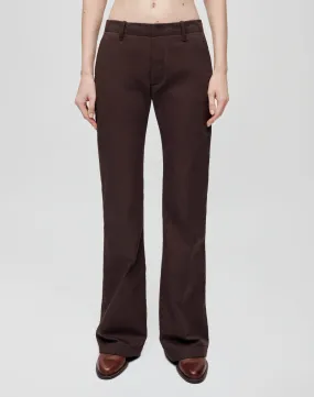 Mid Rise Flared Trouser - Chocolate