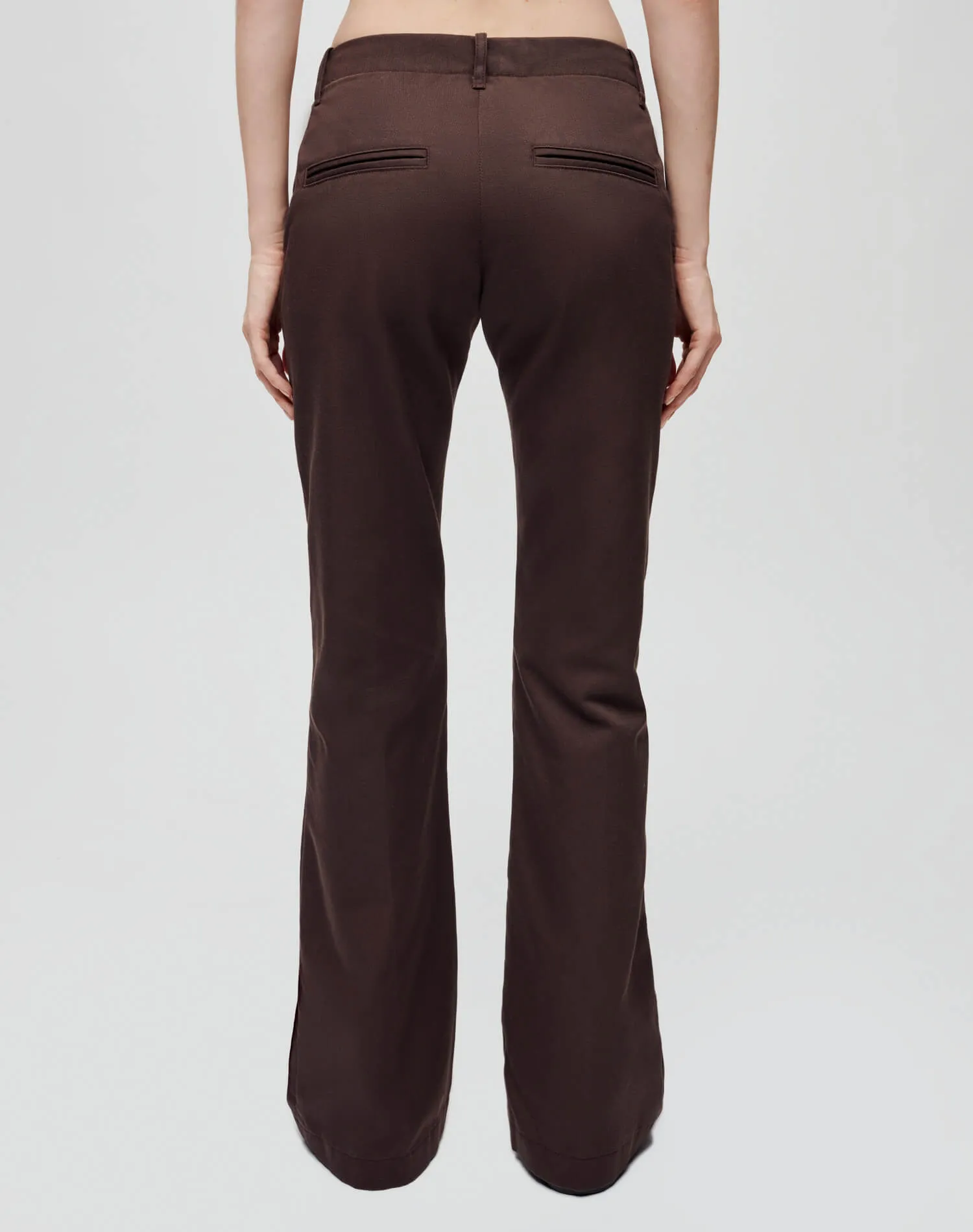 Mid Rise Flared Trouser - Chocolate