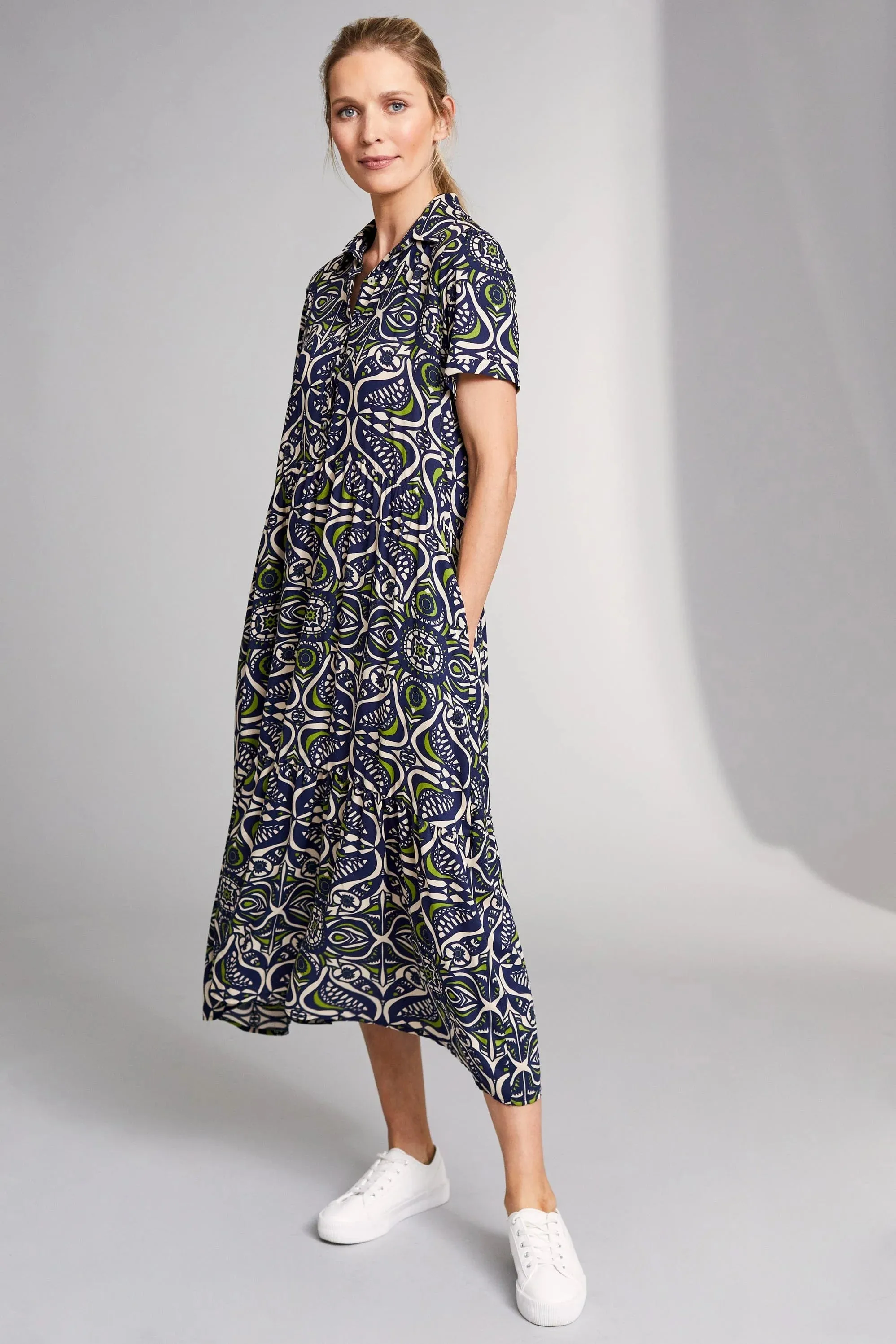 Palmette Print Dress - Peruzzi