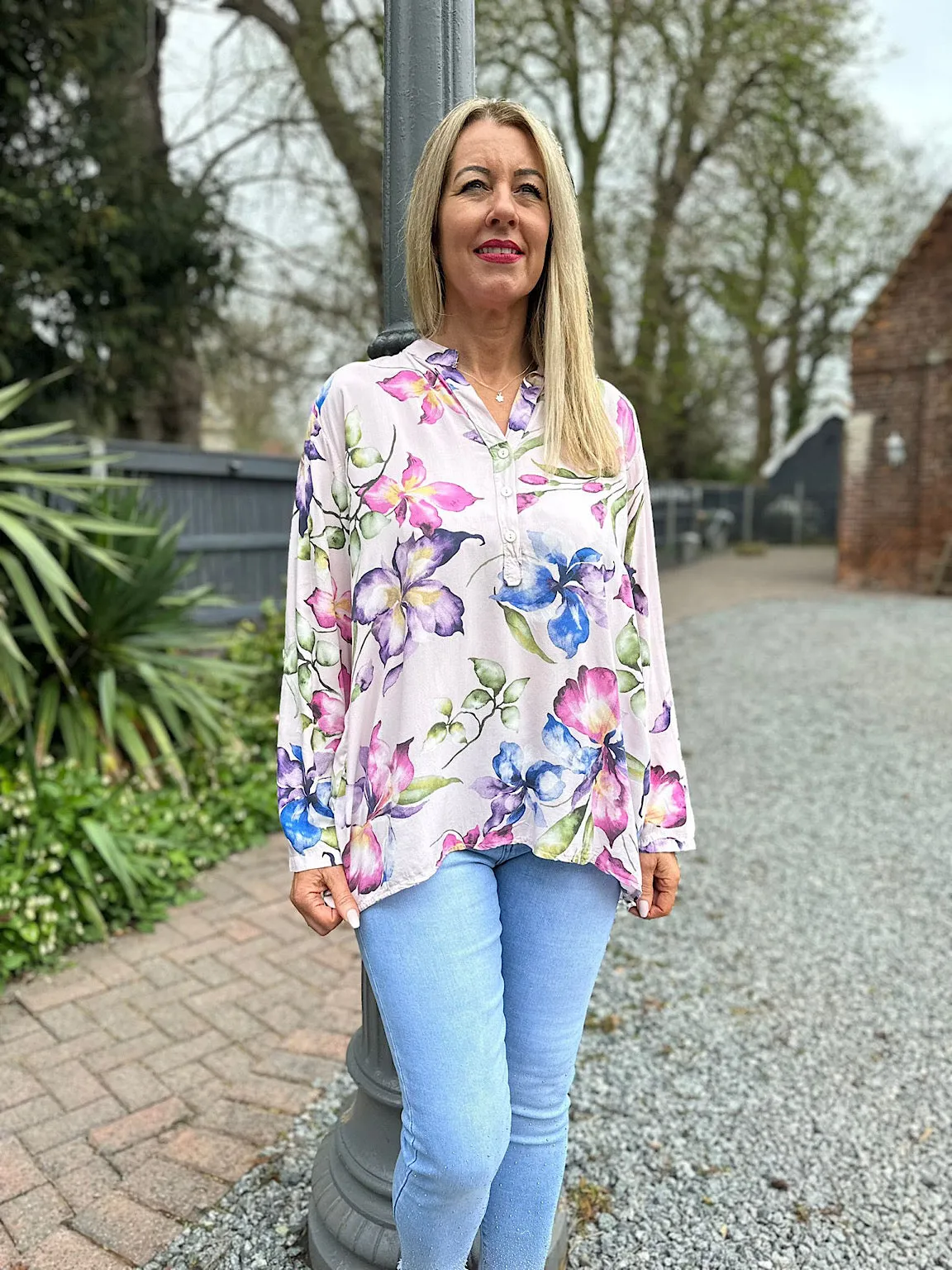 Pink Flower Pattern Blouse April