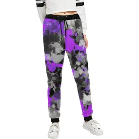 Purple and Grey Paint Splatter Women's All Over Print Jogger Sweatpants