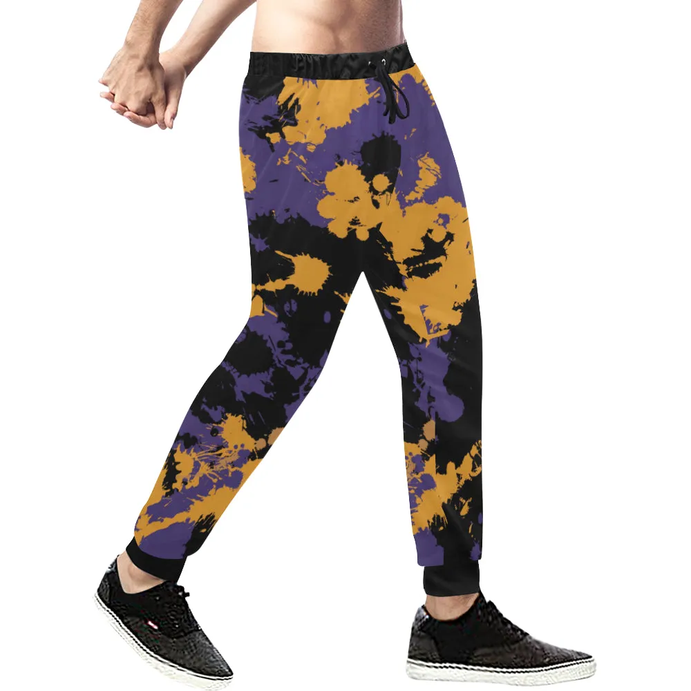 Purple Gold and Black Legends Paint Splatter Men's Big & Tall All Over Print Jogger Sweatpants