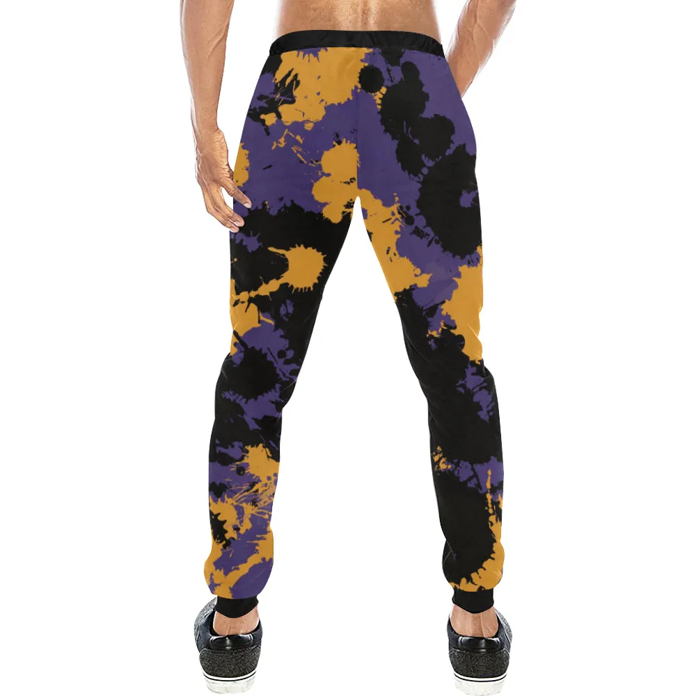 Purple Gold and Black Legends Paint Splatter Men's Big & Tall All Over Print Jogger Sweatpants