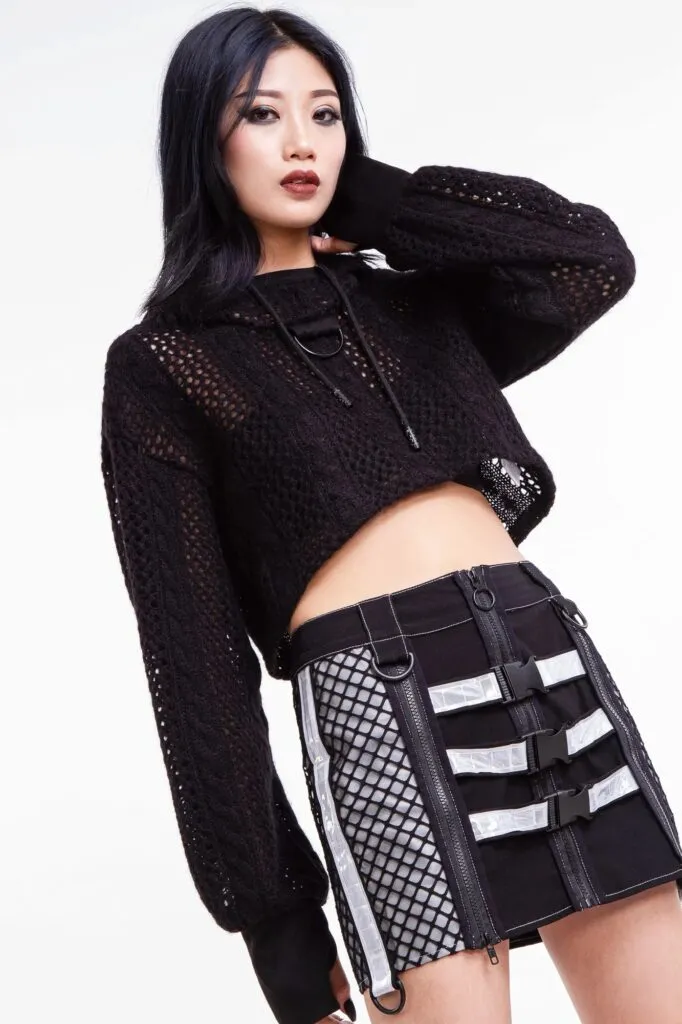 Reflective Diamond Grid Skirt