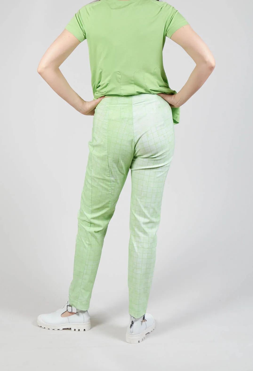 Slim Fit Pull On Trousers in Placed Lime Print