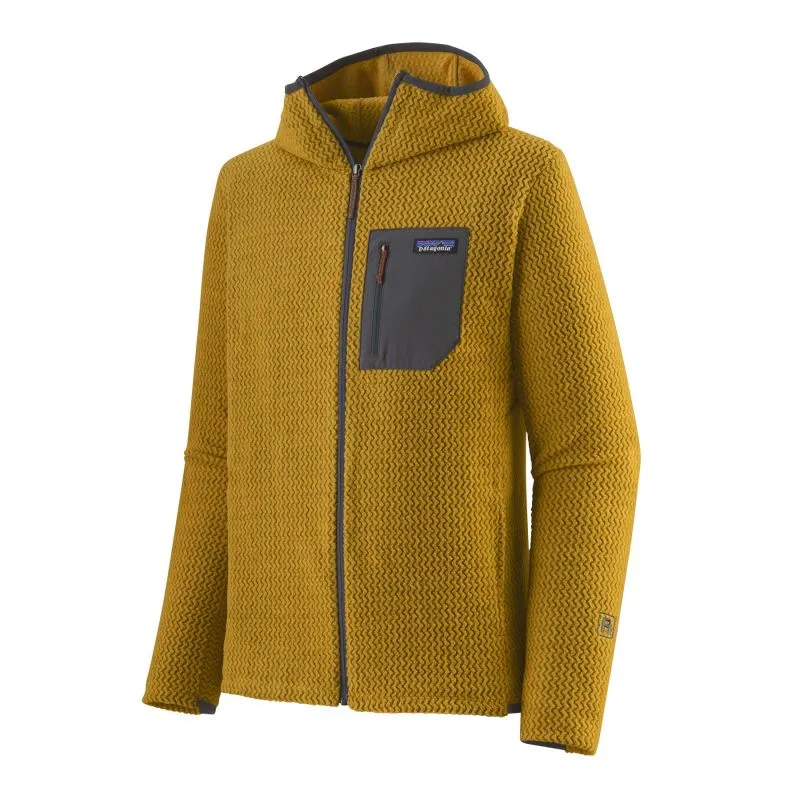 Uomo Patagonia R1 Air Felpa con cappuccio a zip intera (Cabin Gold) in pile