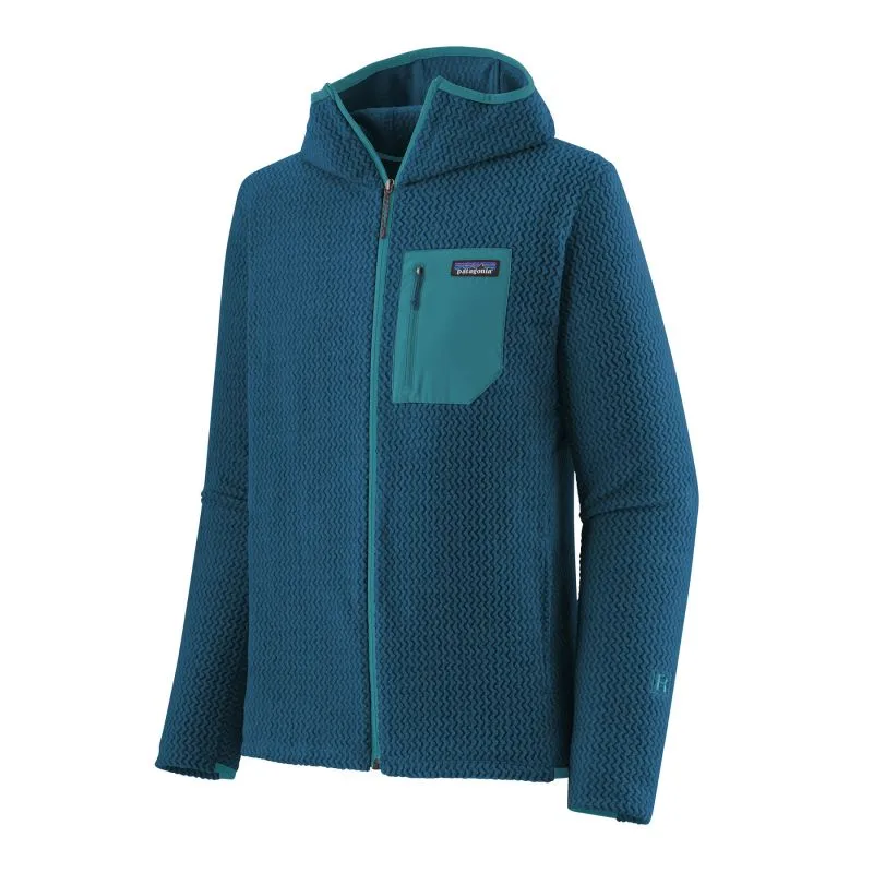 Uomo Patagonia R1 Air Felpa con cappuccio a zip intera (Lagom Blue) in pile