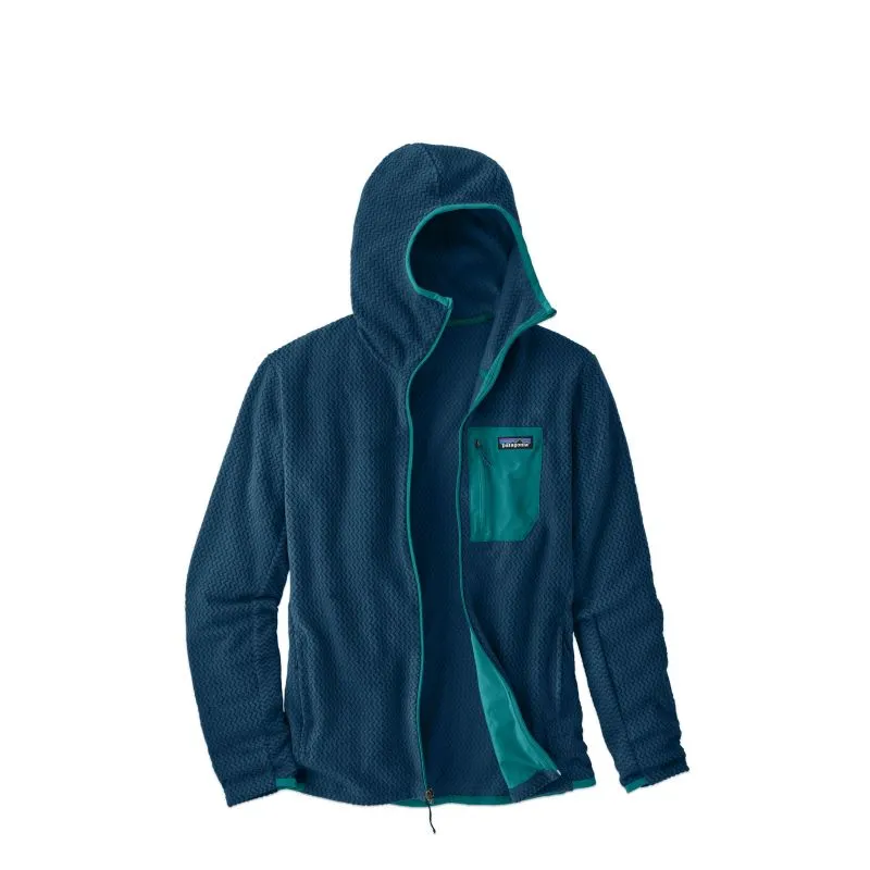 Uomo Patagonia R1 Air Felpa con cappuccio a zip intera (Lagom Blue) in pile