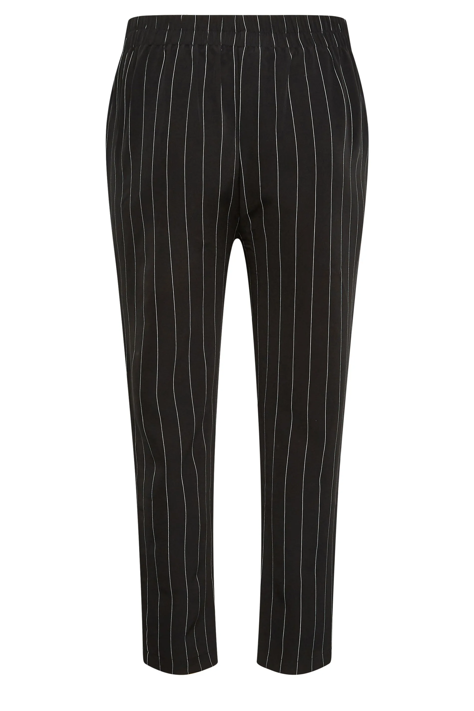 YOURS Curve Black Stripe Print Darted Waist Tapered Trousers